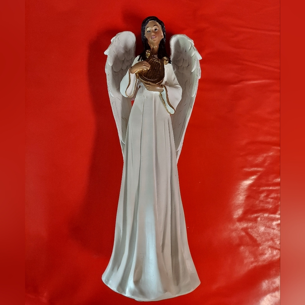 Elegant Angel Figurine with White and Gold Accents